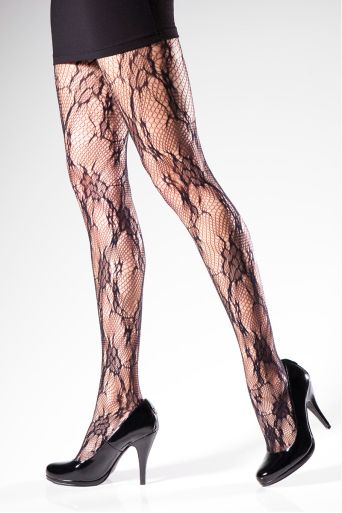 Floral Lace Fishnet tights with Gusset