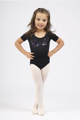 Essential short sleeves leotard with glittering appliqué - Dance!